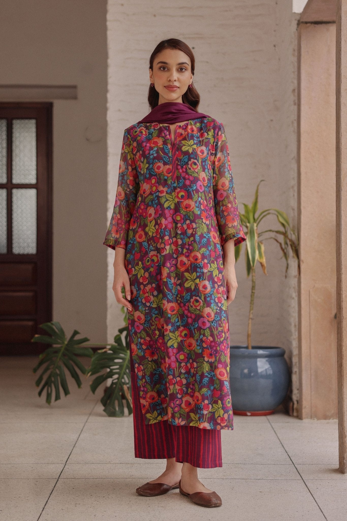Amethyst Printed Kurta Set - Vaayu - Elahe