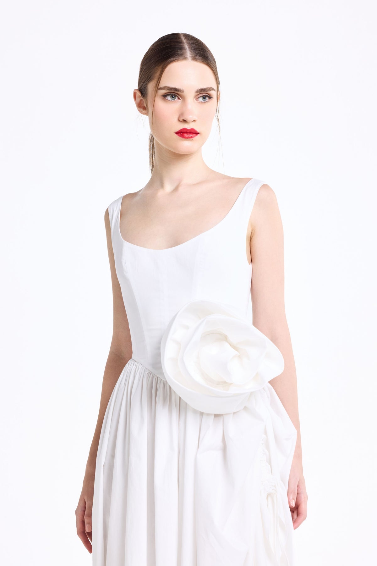 White U-Neck Midi