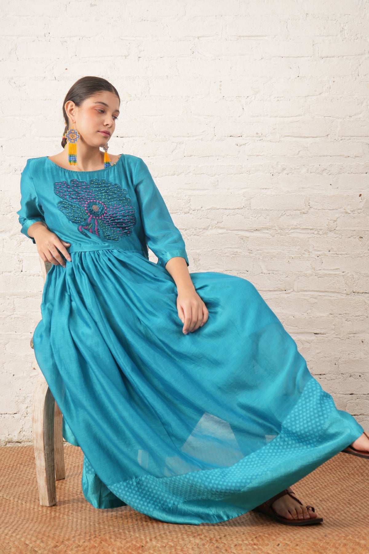 Teal Motif Dress