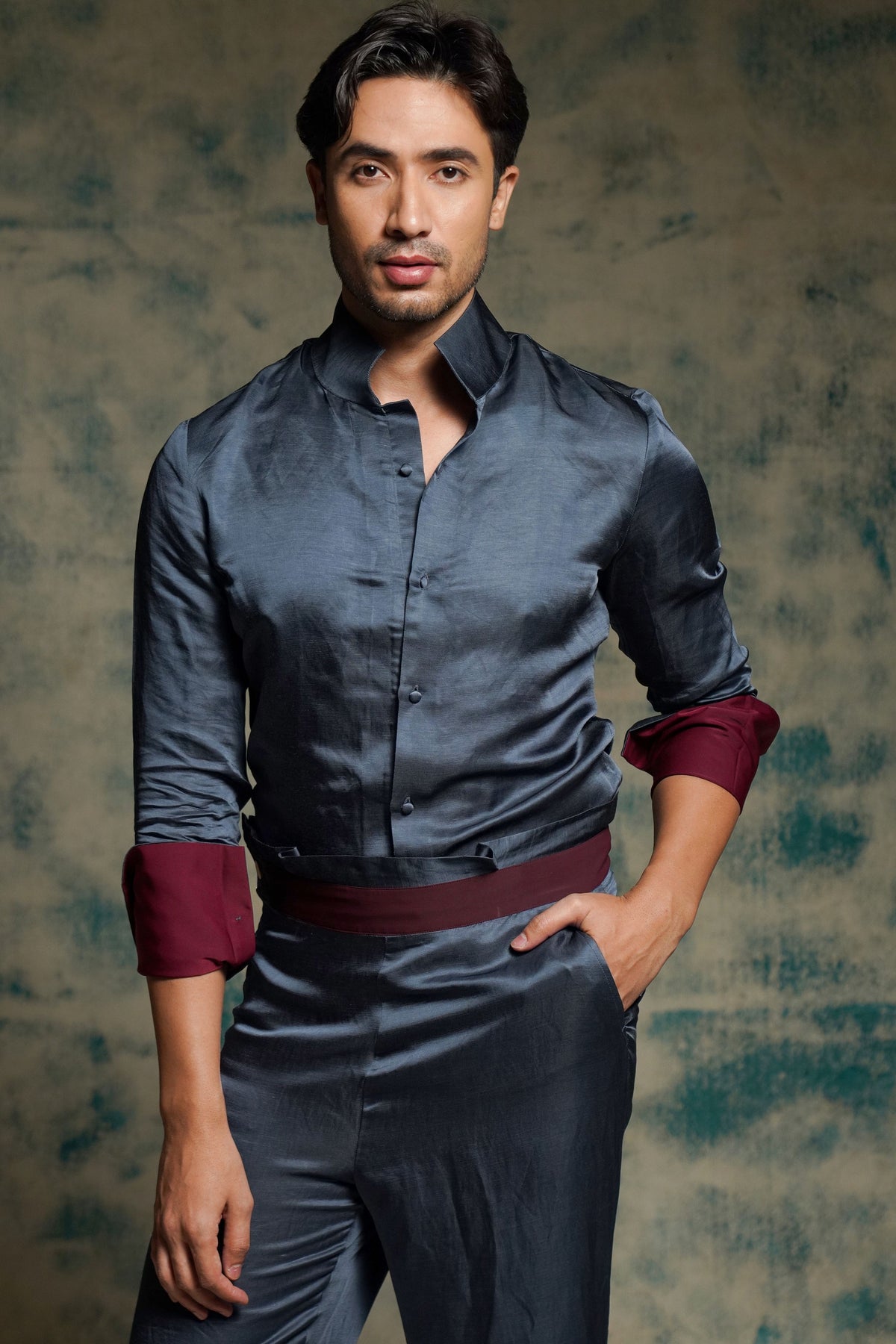 Charcoal Blue Blazer Set