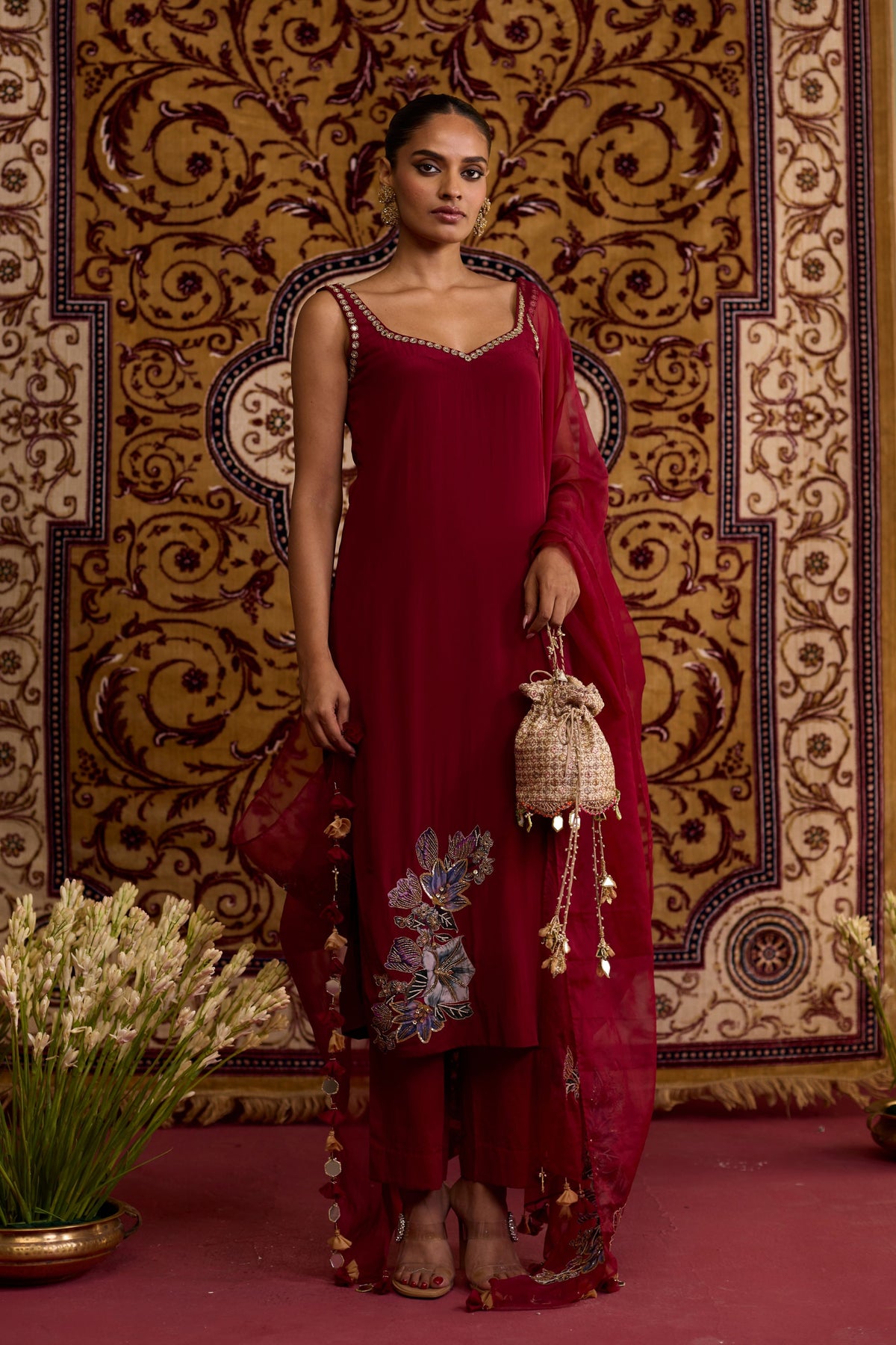 Maroon Kurta Set