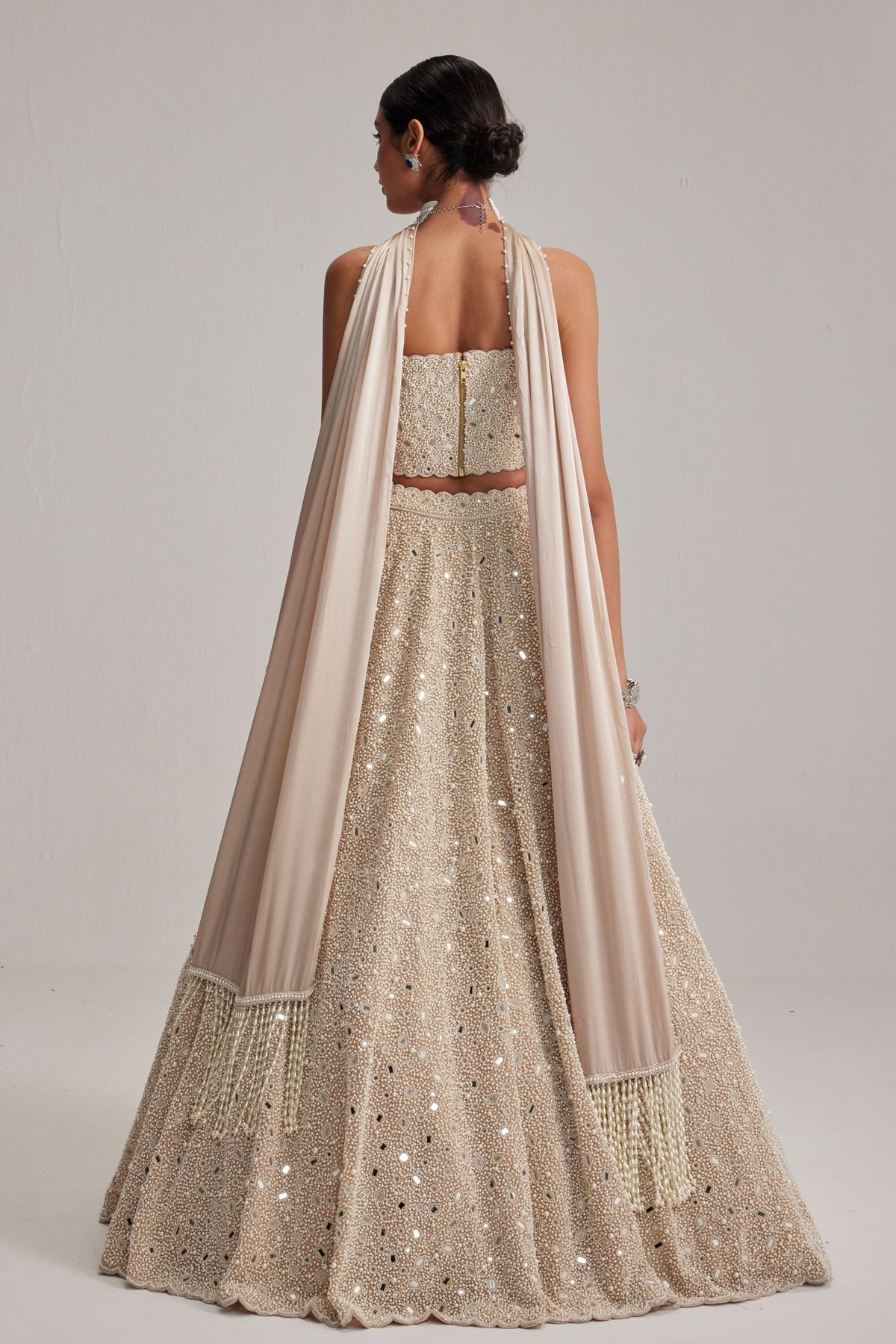 Pearl Corset Lehenga Set With Stole