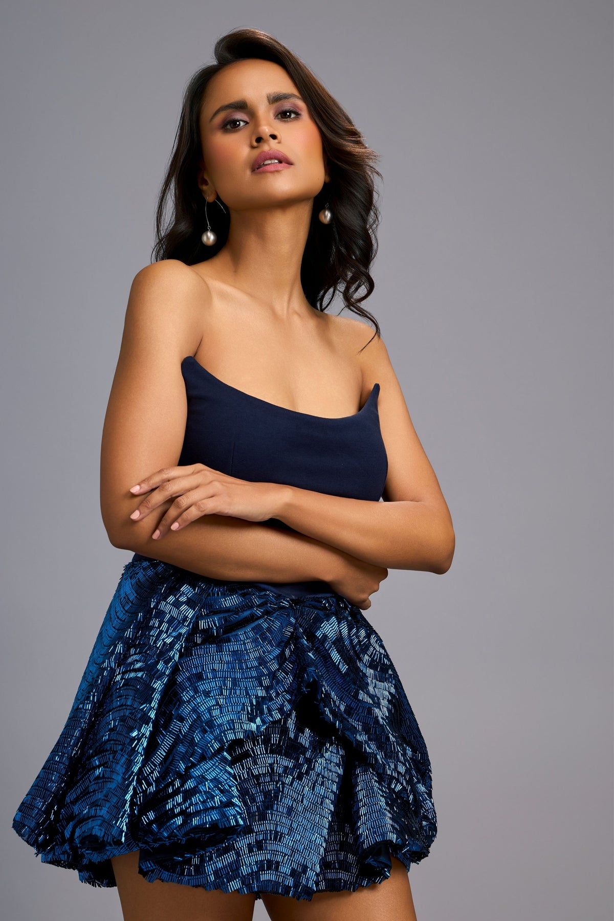 Strapless Navy Mini  Dress