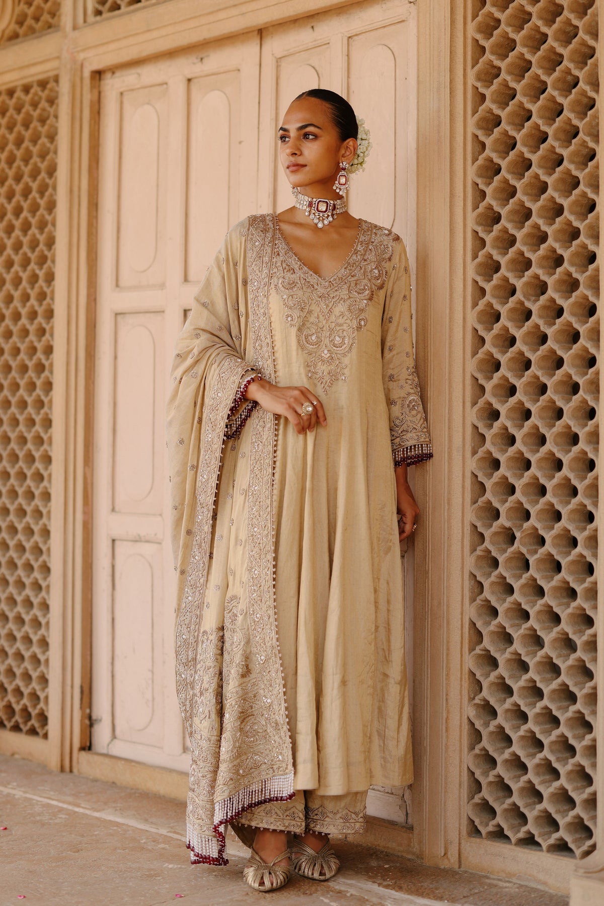 Rooh Gold Anarkali Set