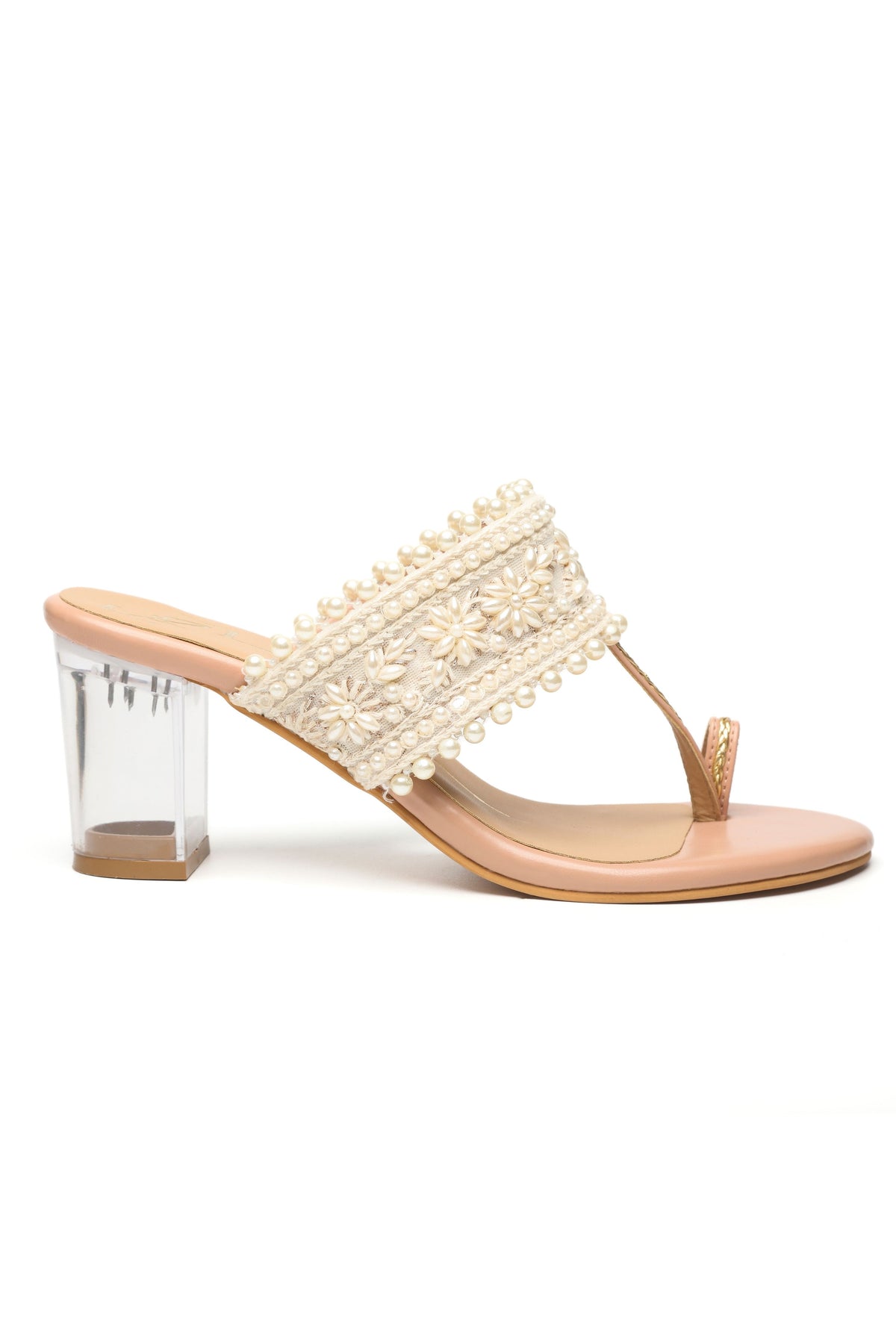 Pearl Embroidered Kolhapuri Heels