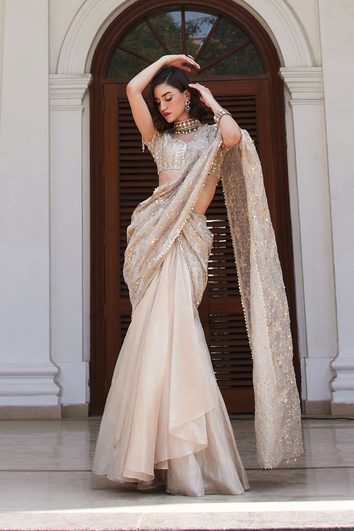 Tissue Pre-drape Saree