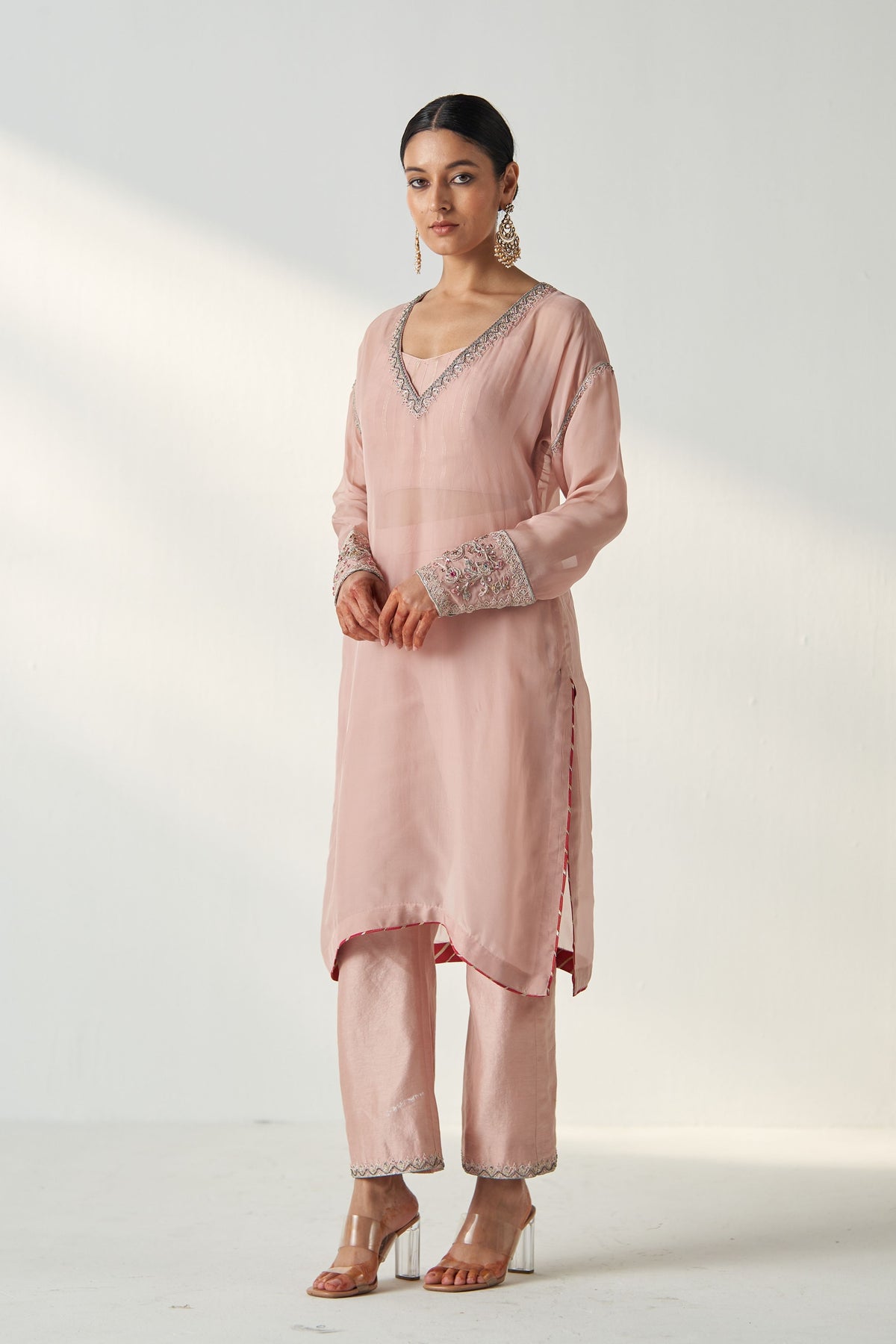 Pakhi Blush Pink Sheer Kurta Set