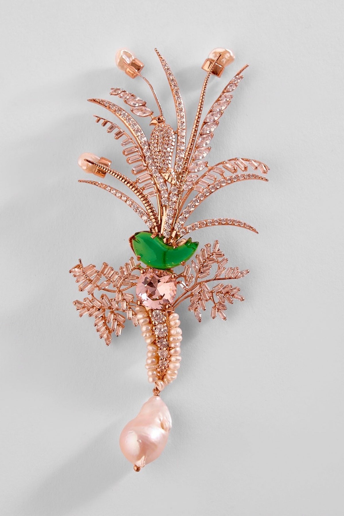Le Sunset Palm Brooch in Jade Green
