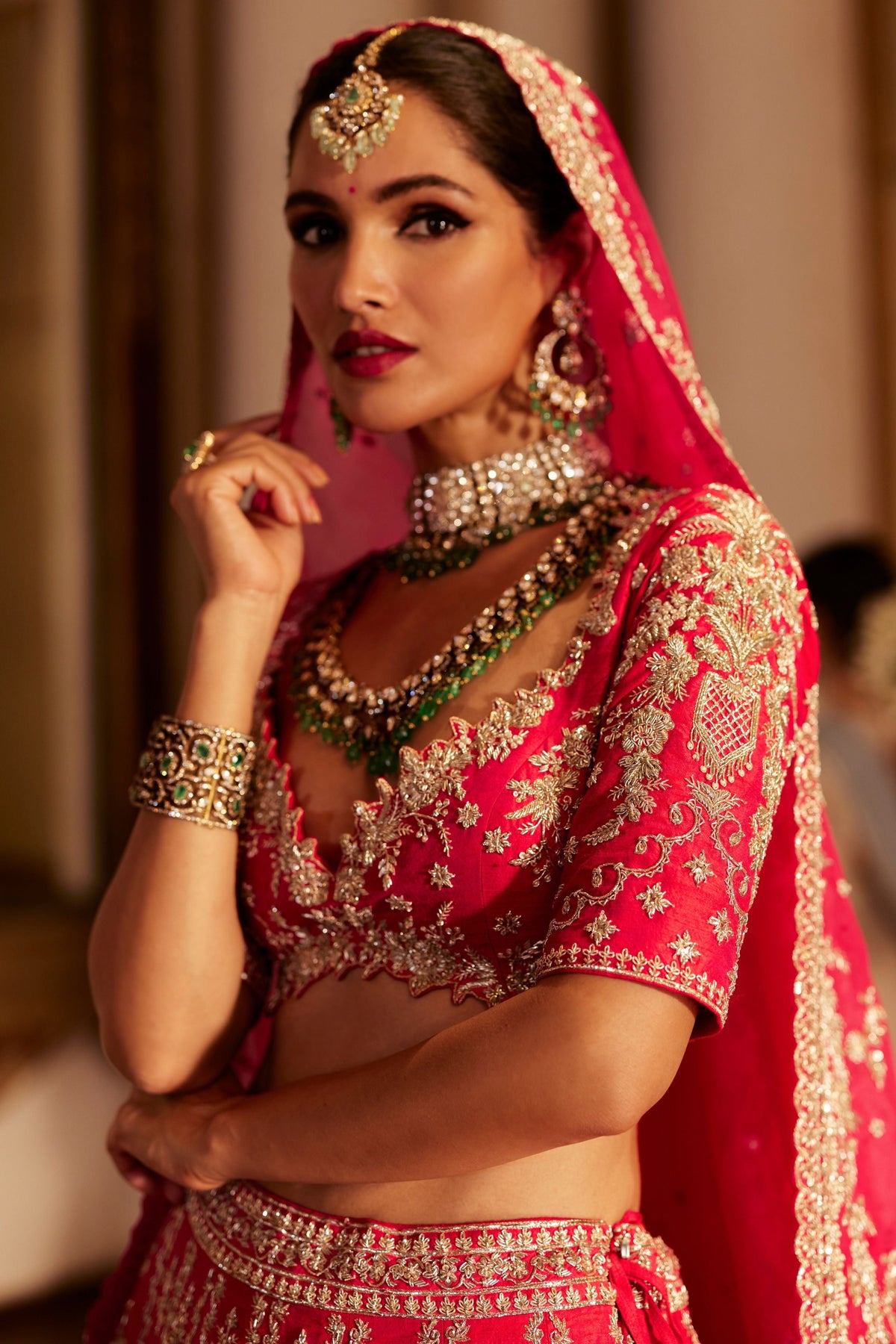 Cherry Red Bouquet Lehenga Set