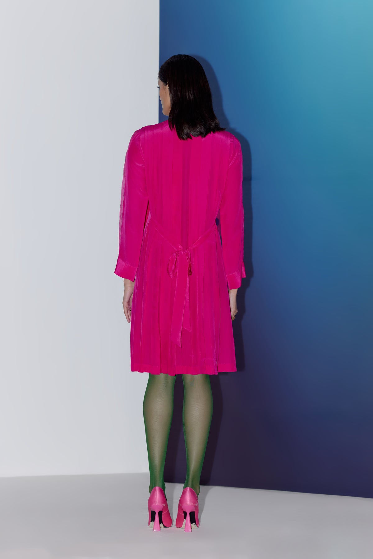 Hot Pink Box Pleat Dress