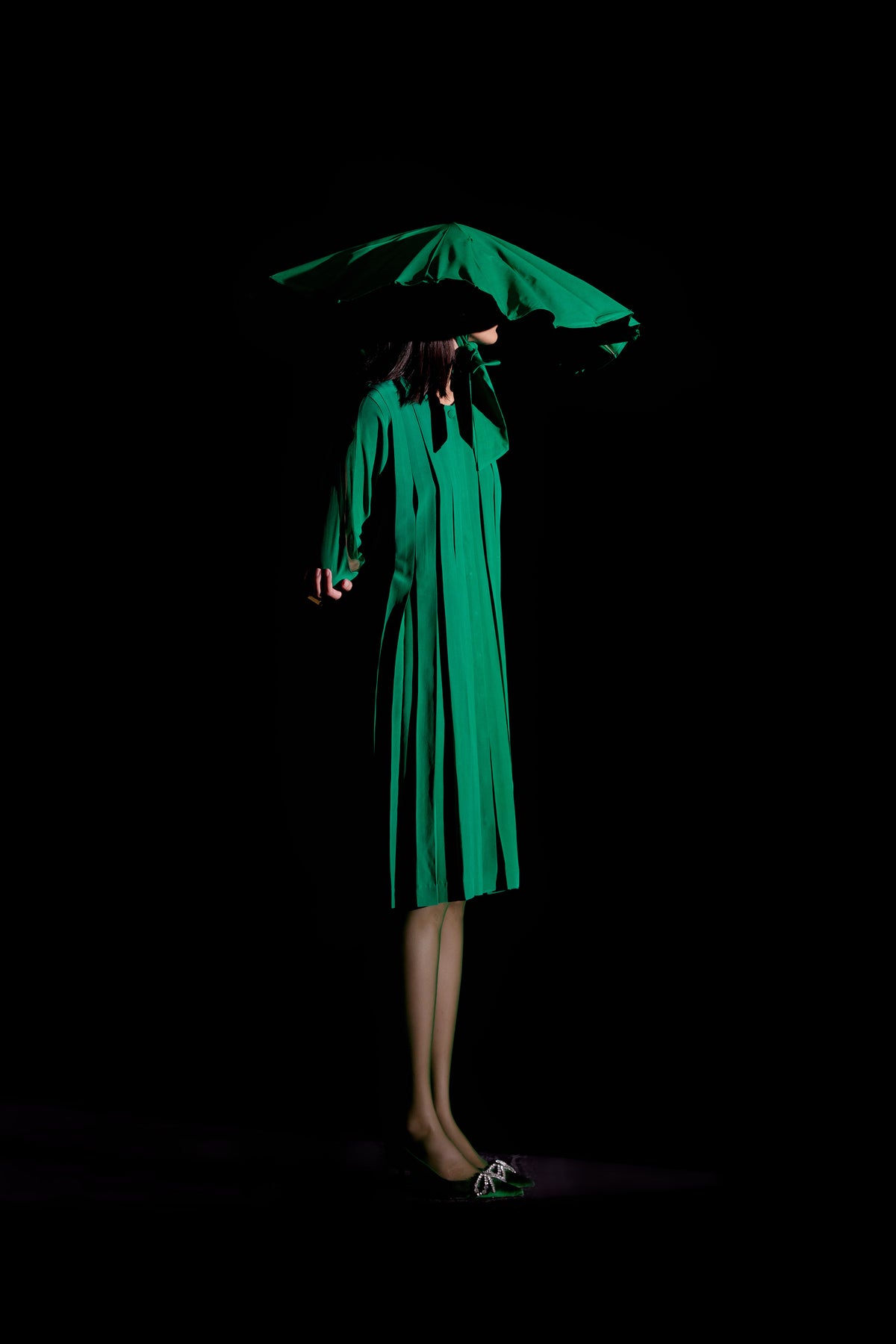 Emerald Green Box Pleat Dress