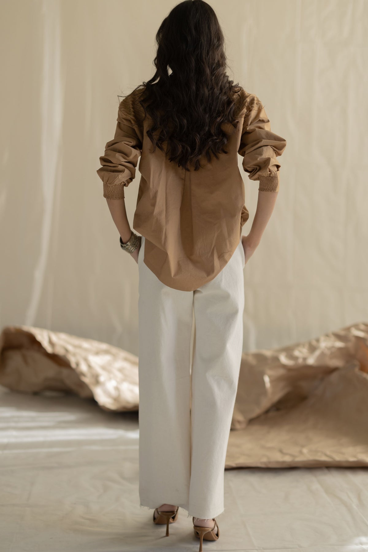 Beige Fringe Top