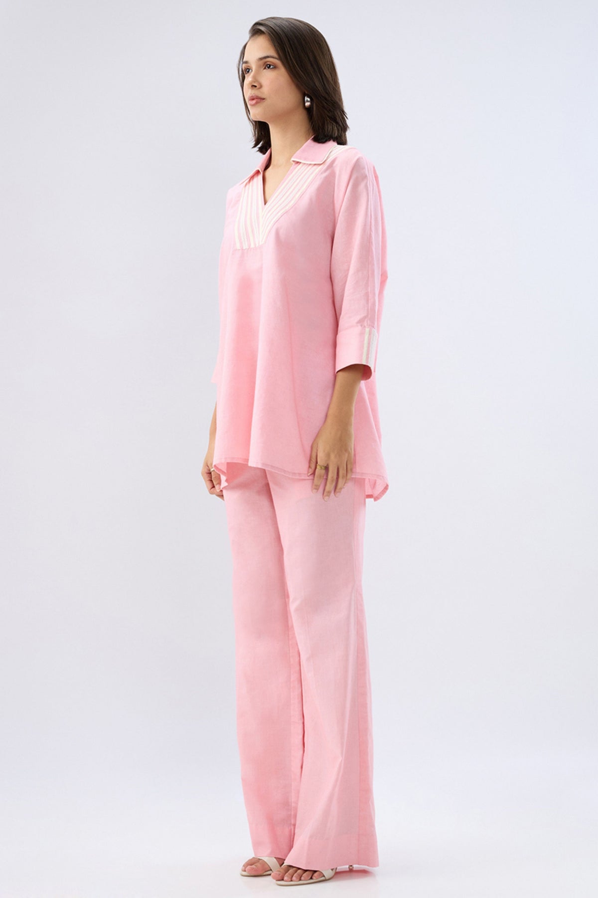 Pink V-neck Co-ord Set