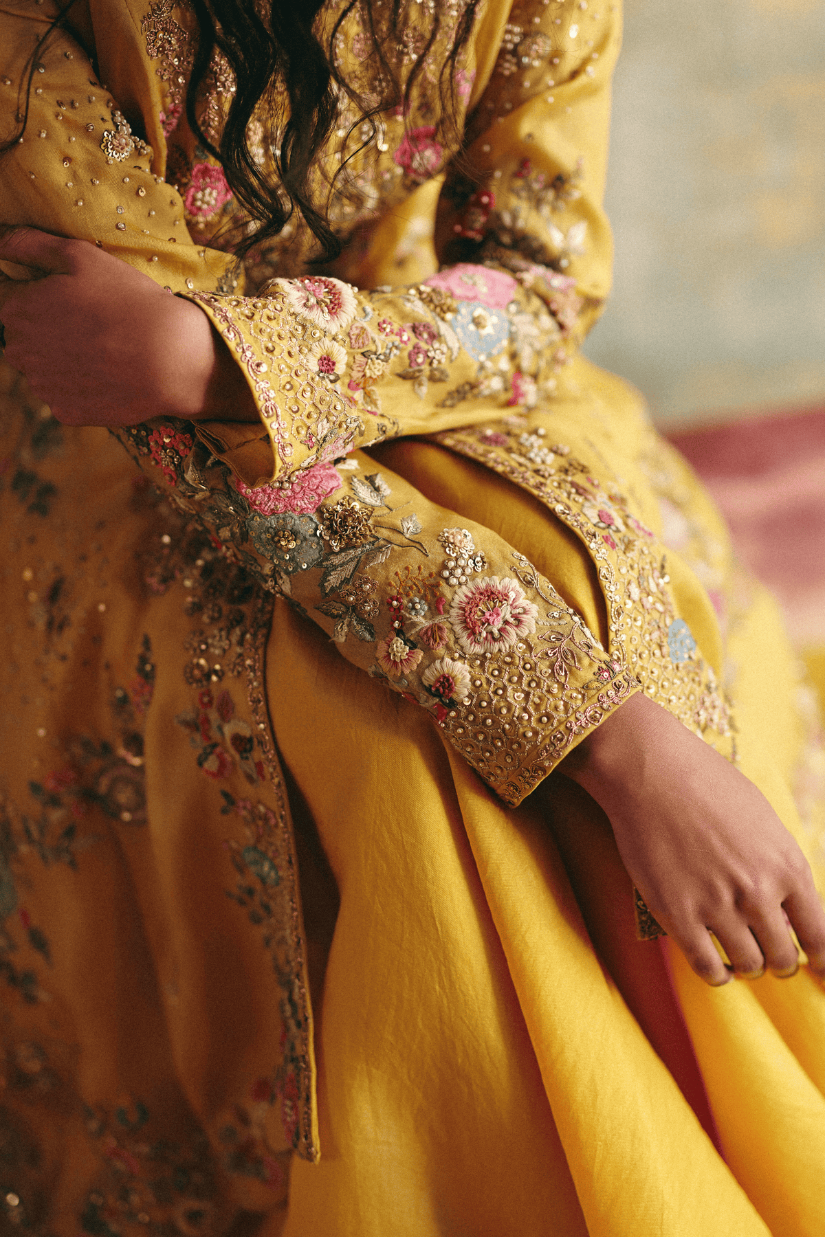 Yellow Long Jacket With Sharara