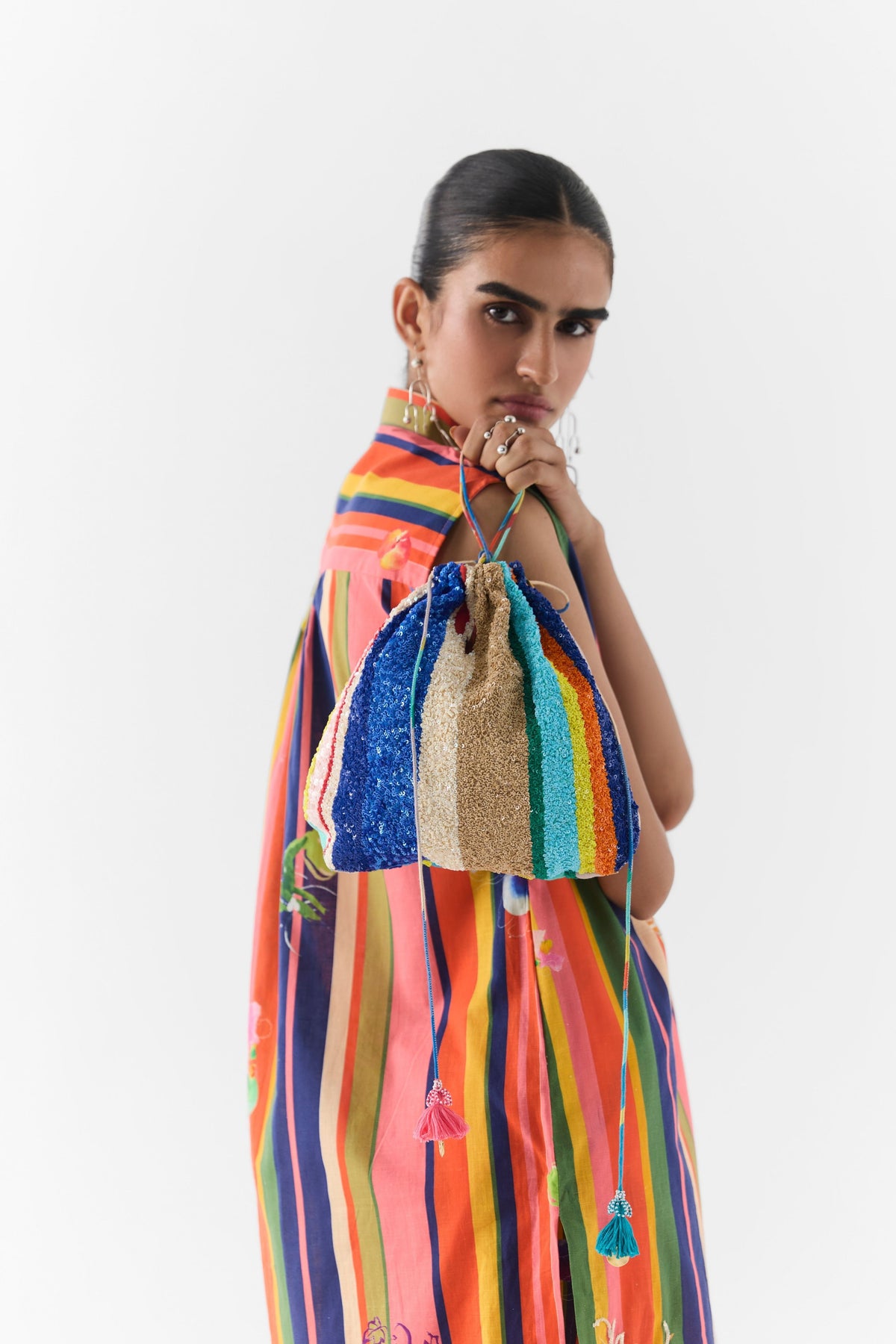 Blue Barcode Potli Bag