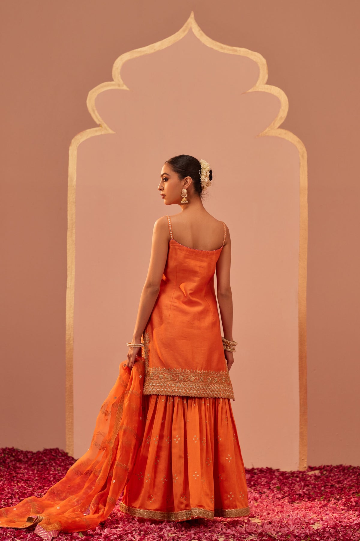 Yasmin Orange Straps Kurta Set