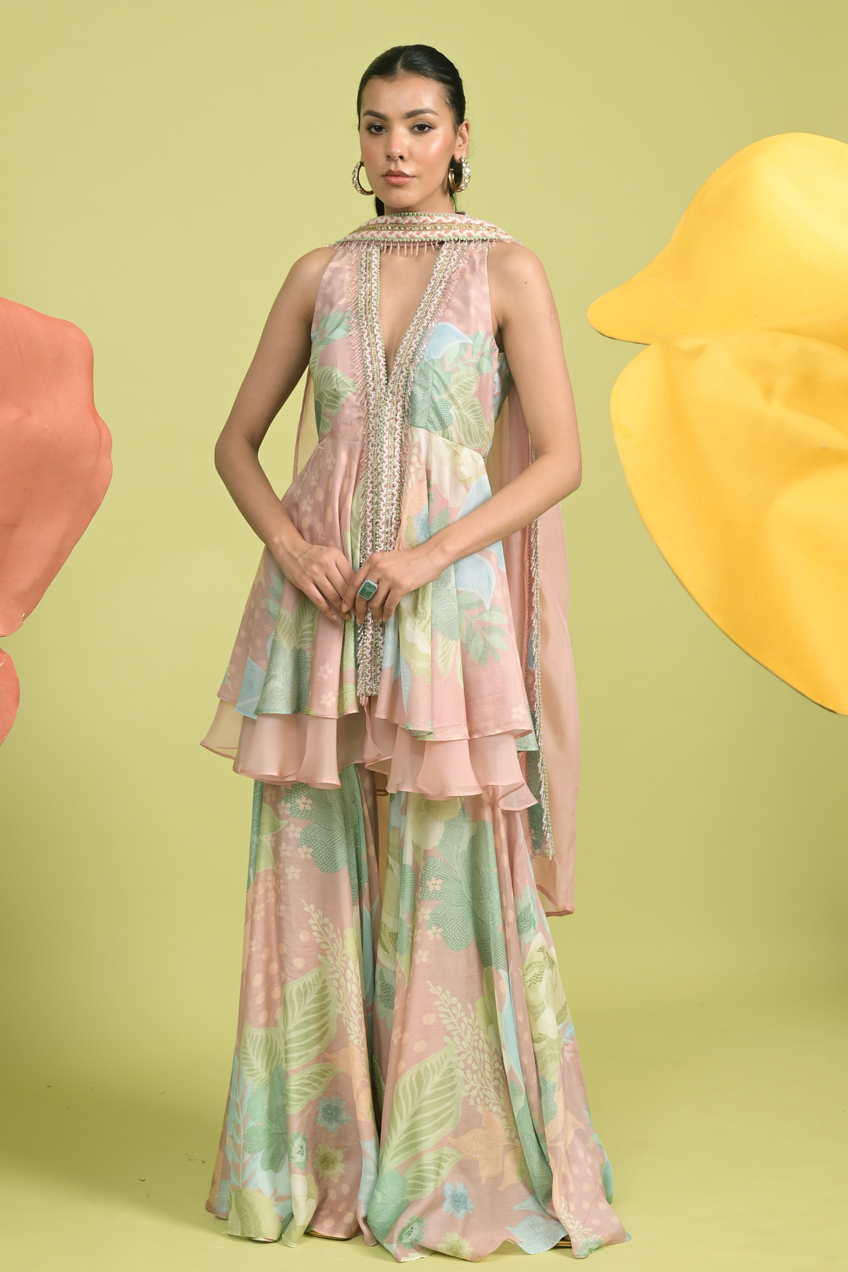 Misty Rose Sharara Set