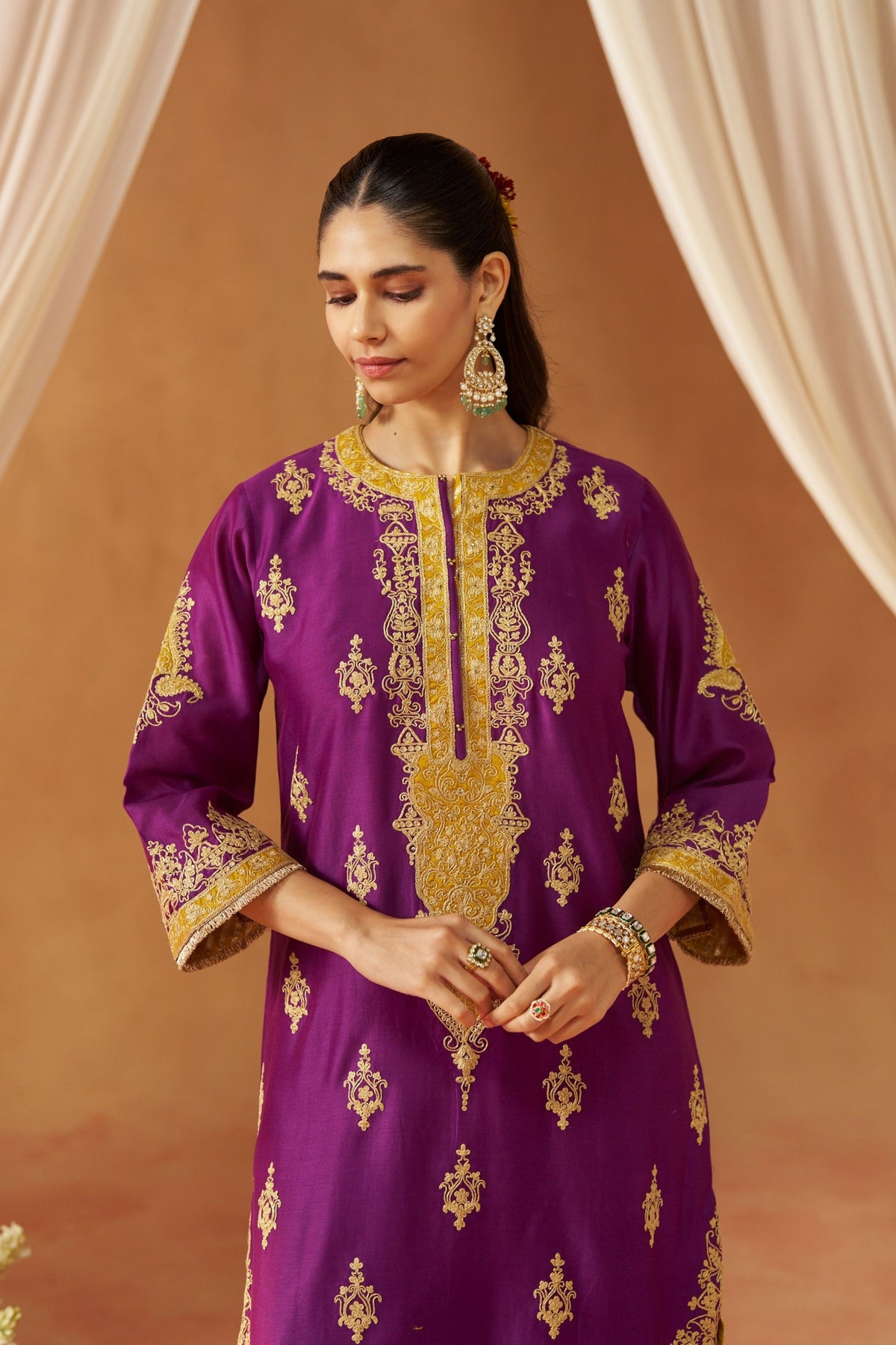 Mubina Deep Purple Kurta Set