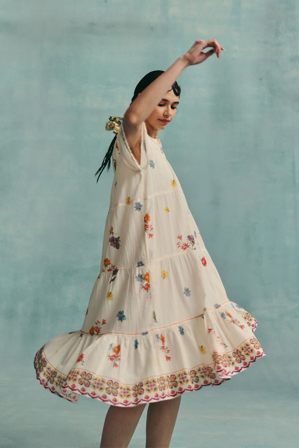 Daisy Ecru Tiered Dress