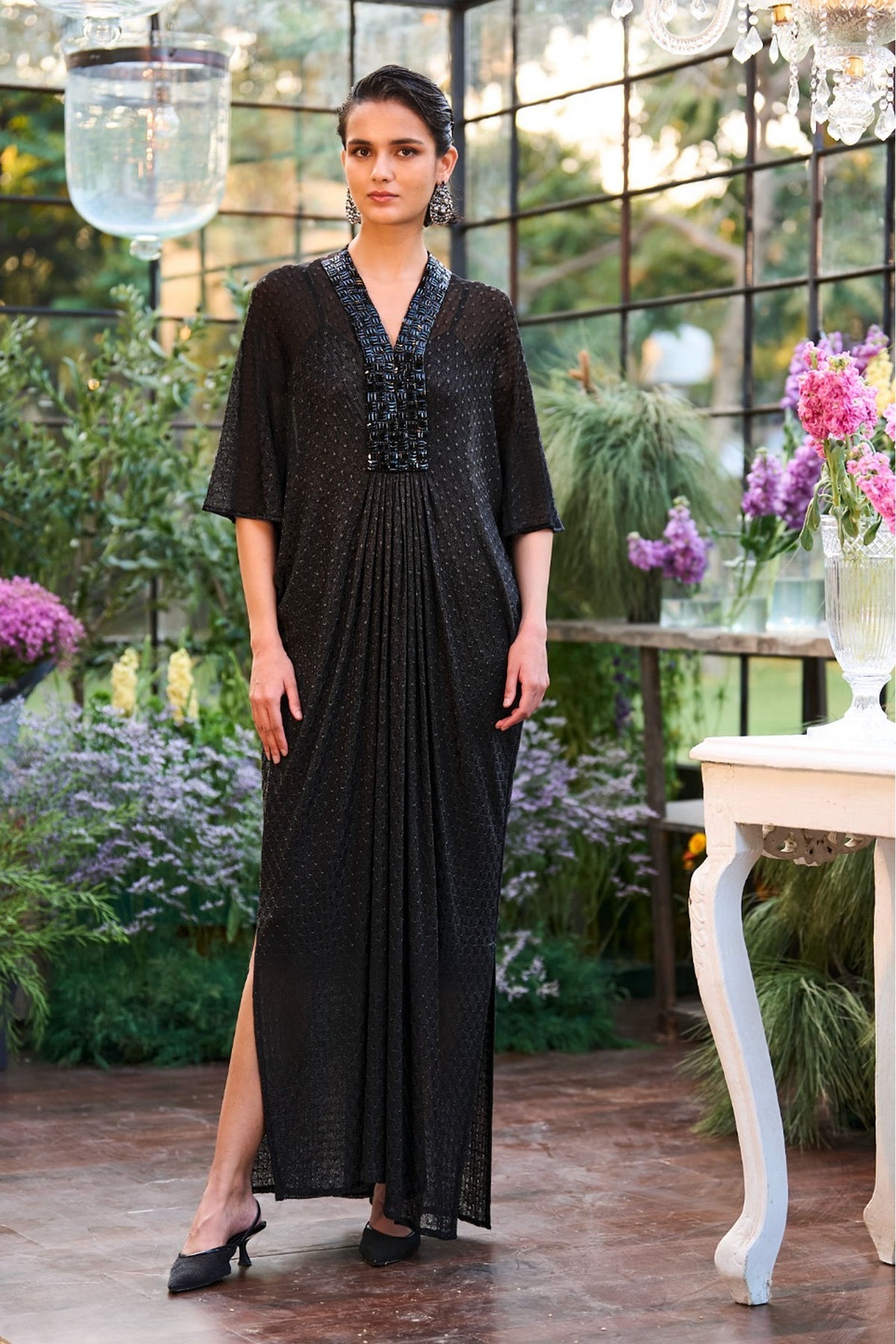 Black Draped Kaftan