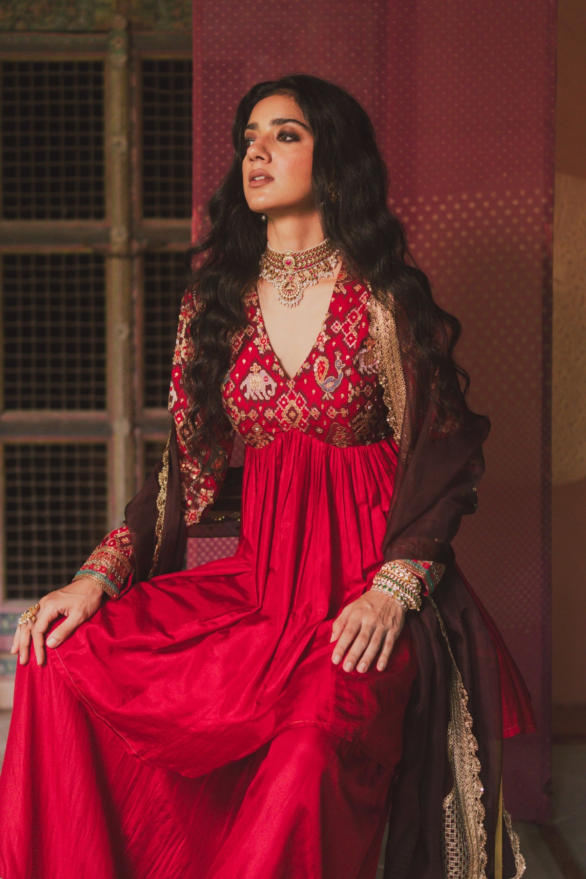Ami Red Sharara Set