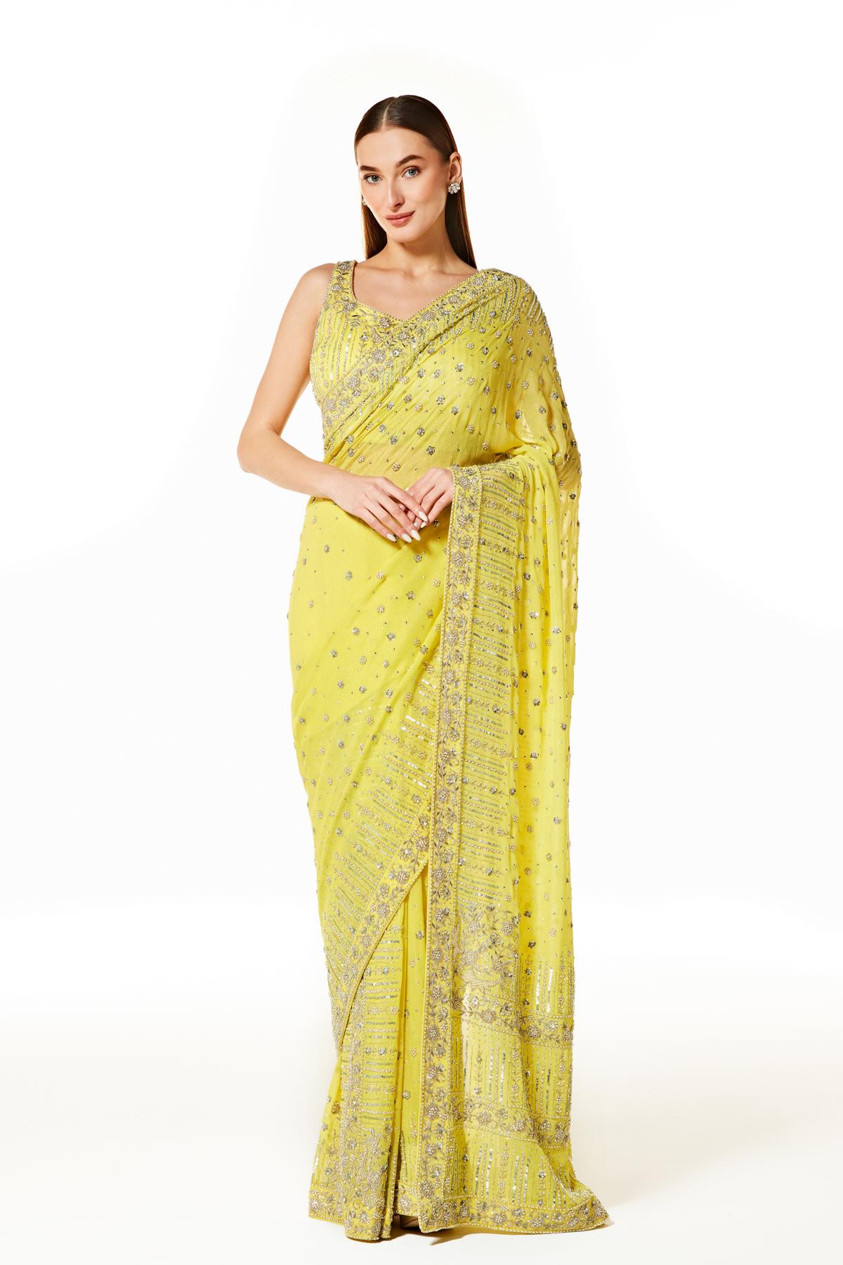 Lime Zaynab Saree Set