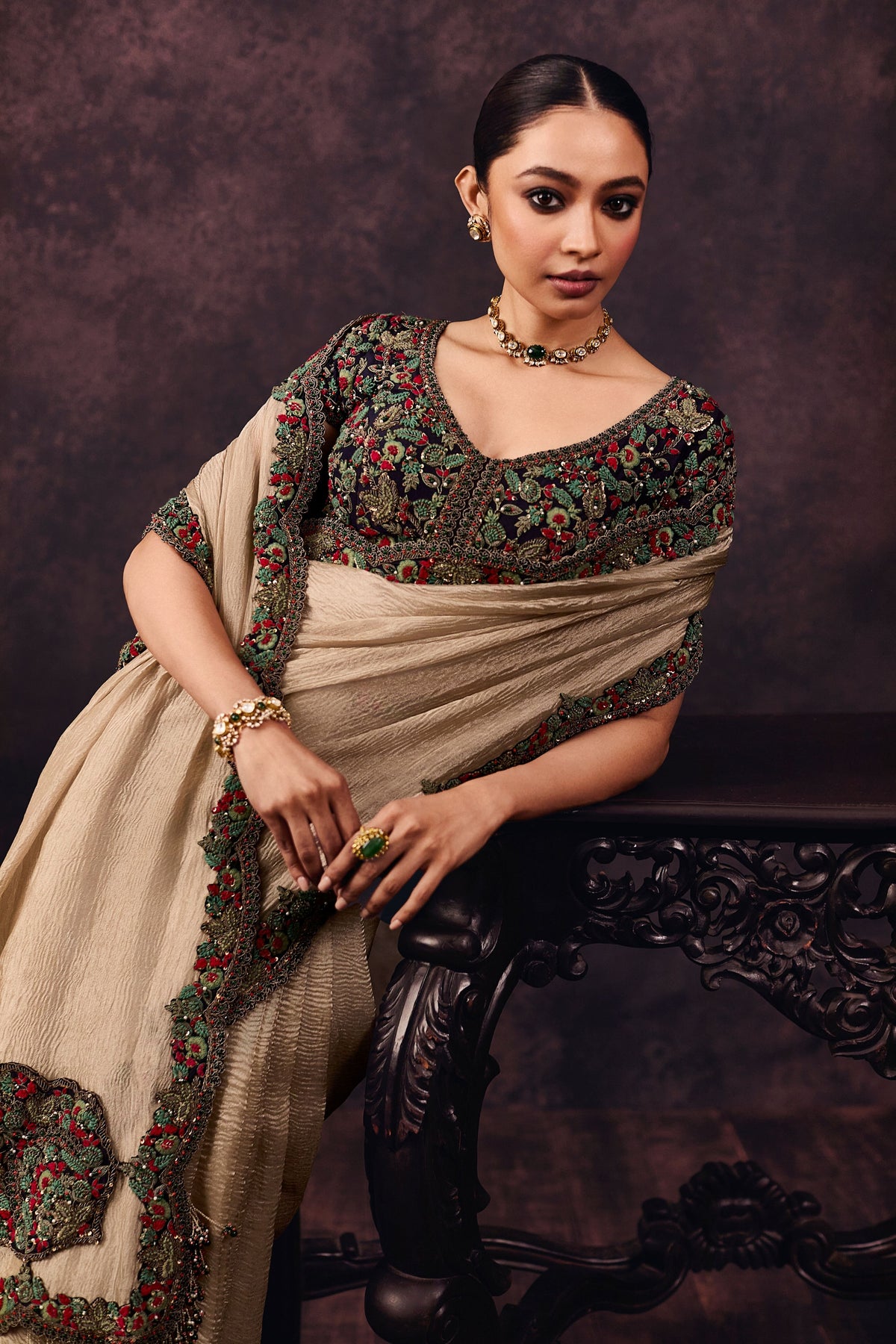 Up Dori Crushed Tissue Saree
