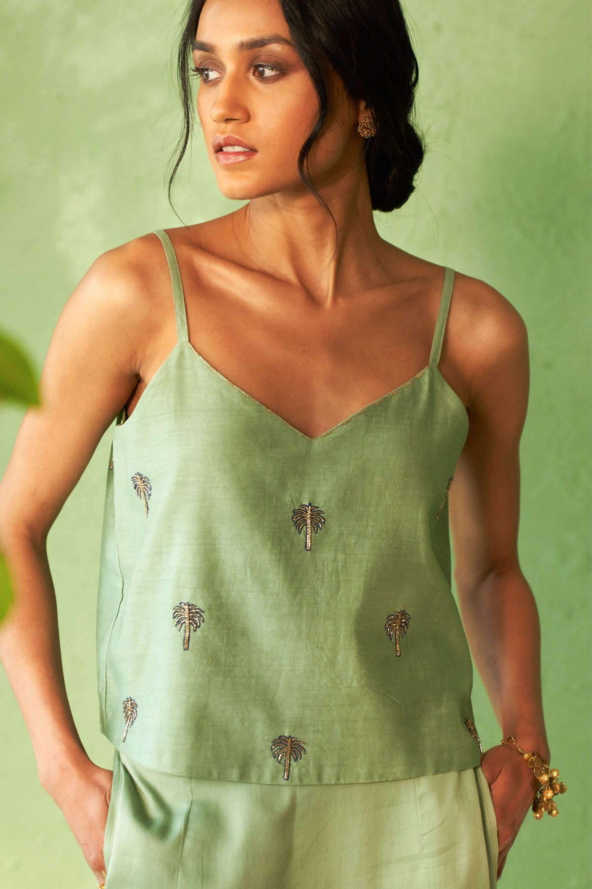 Palm Delicate Motif Jacket Set