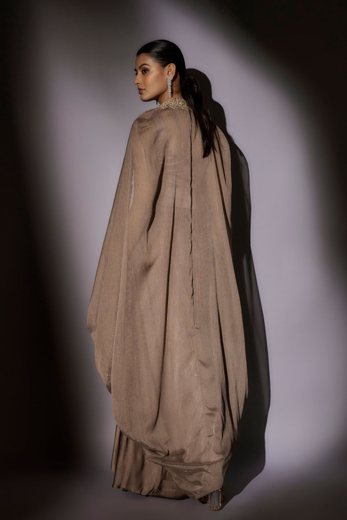 Coffee Embroidered Sharara Set
