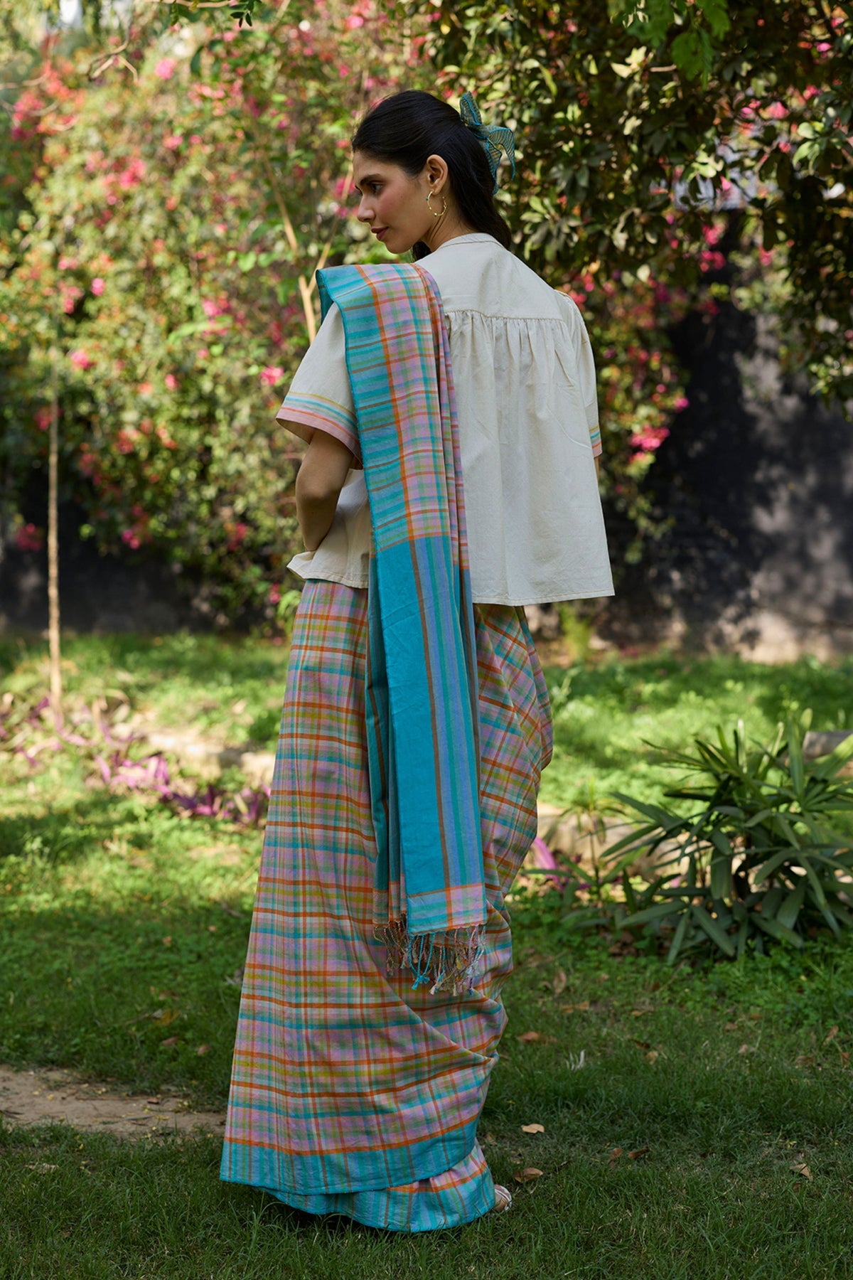 Field-to-shore Checkered Saree