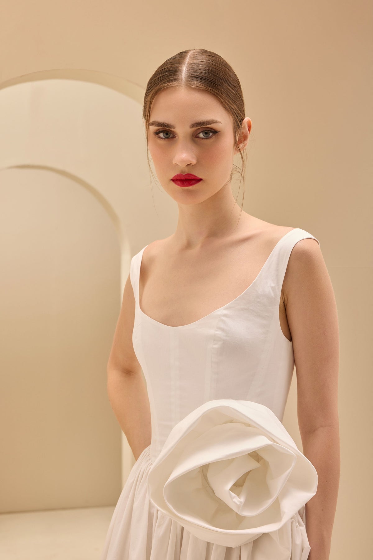 White U-Neck Midi