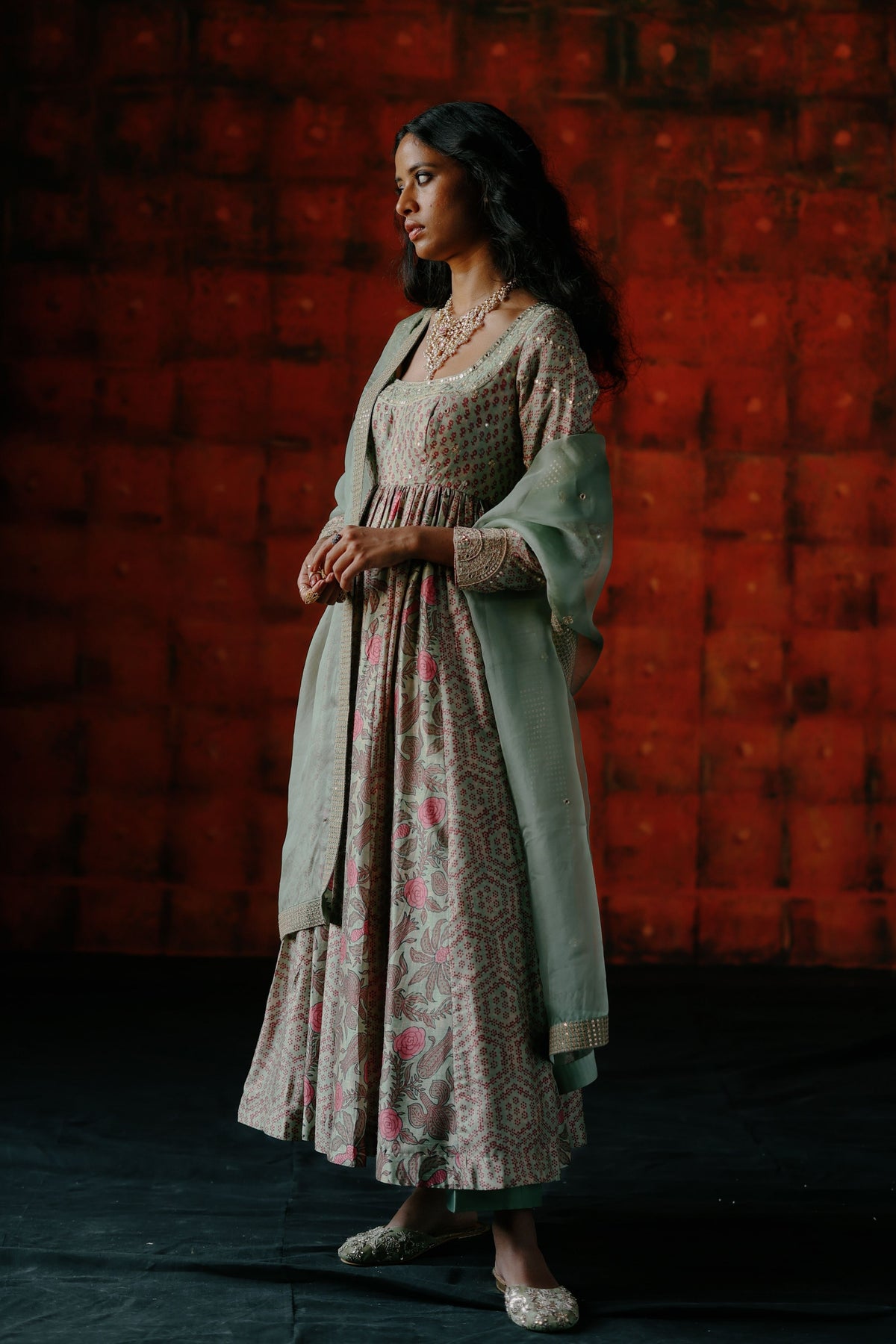 Mint Anarkali Set