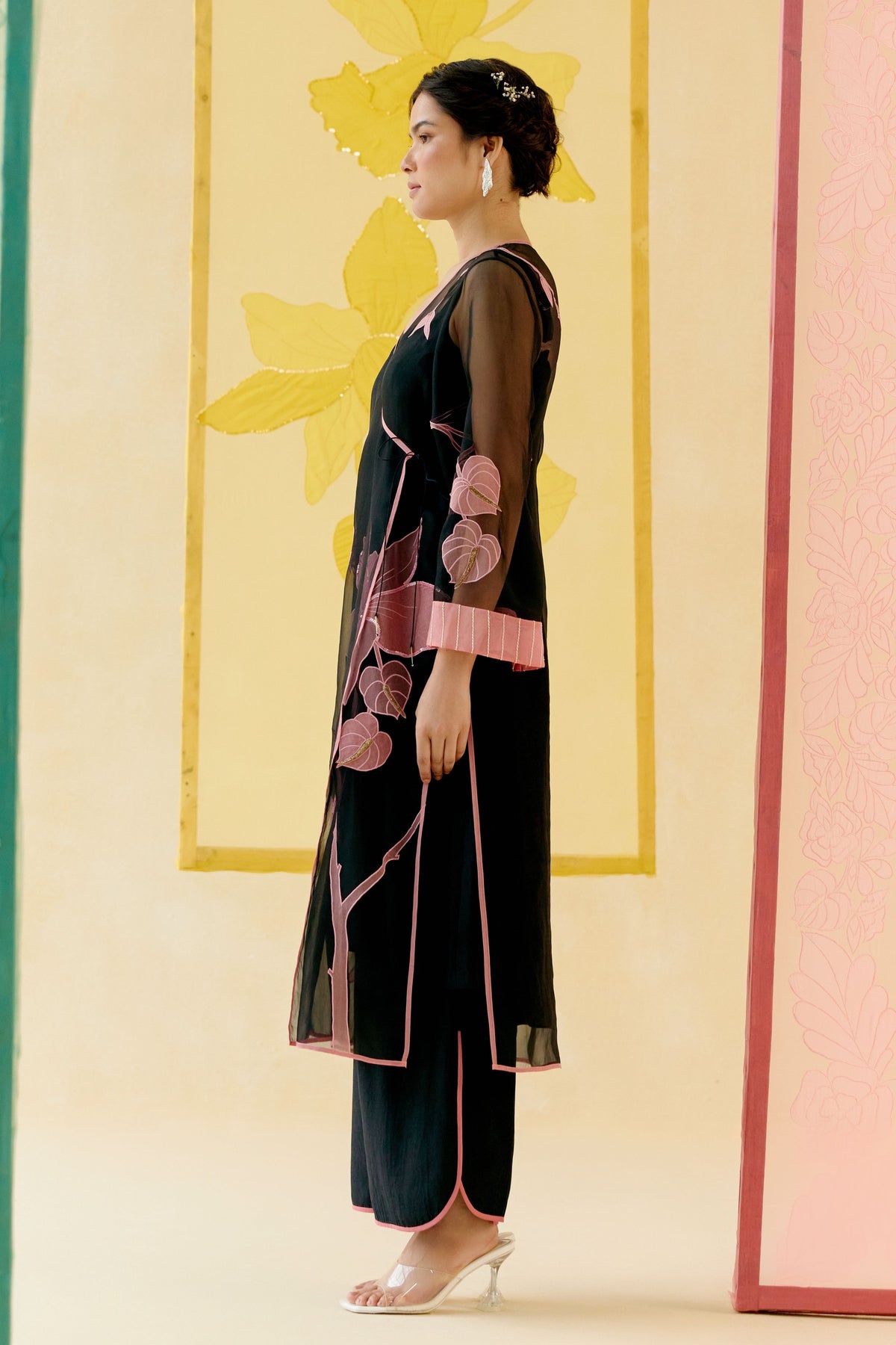 Rose Black Kurta Set