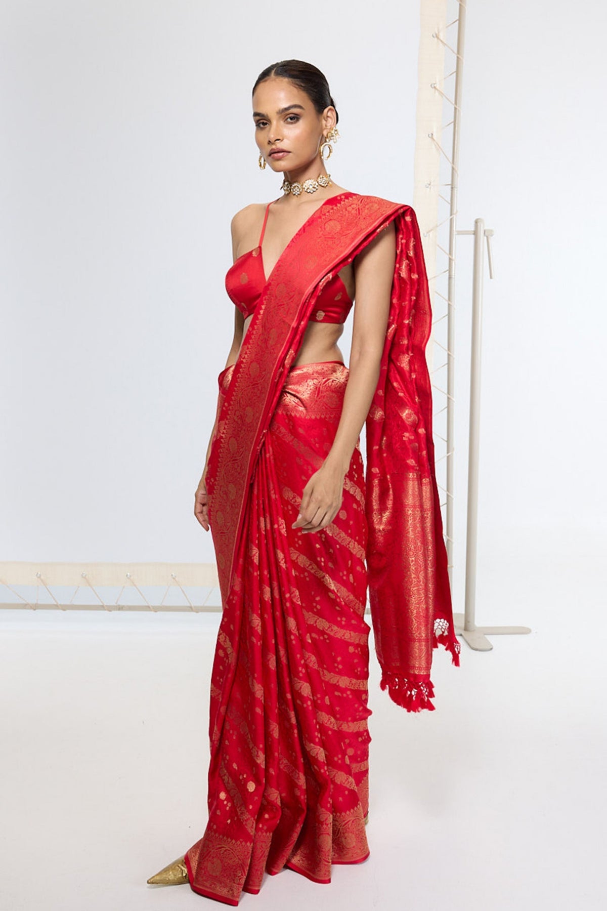 Handwoven Crimson Red Saree