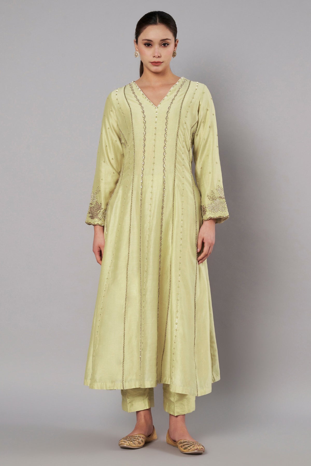 Spring Halo Soft Lime Anarkali Set