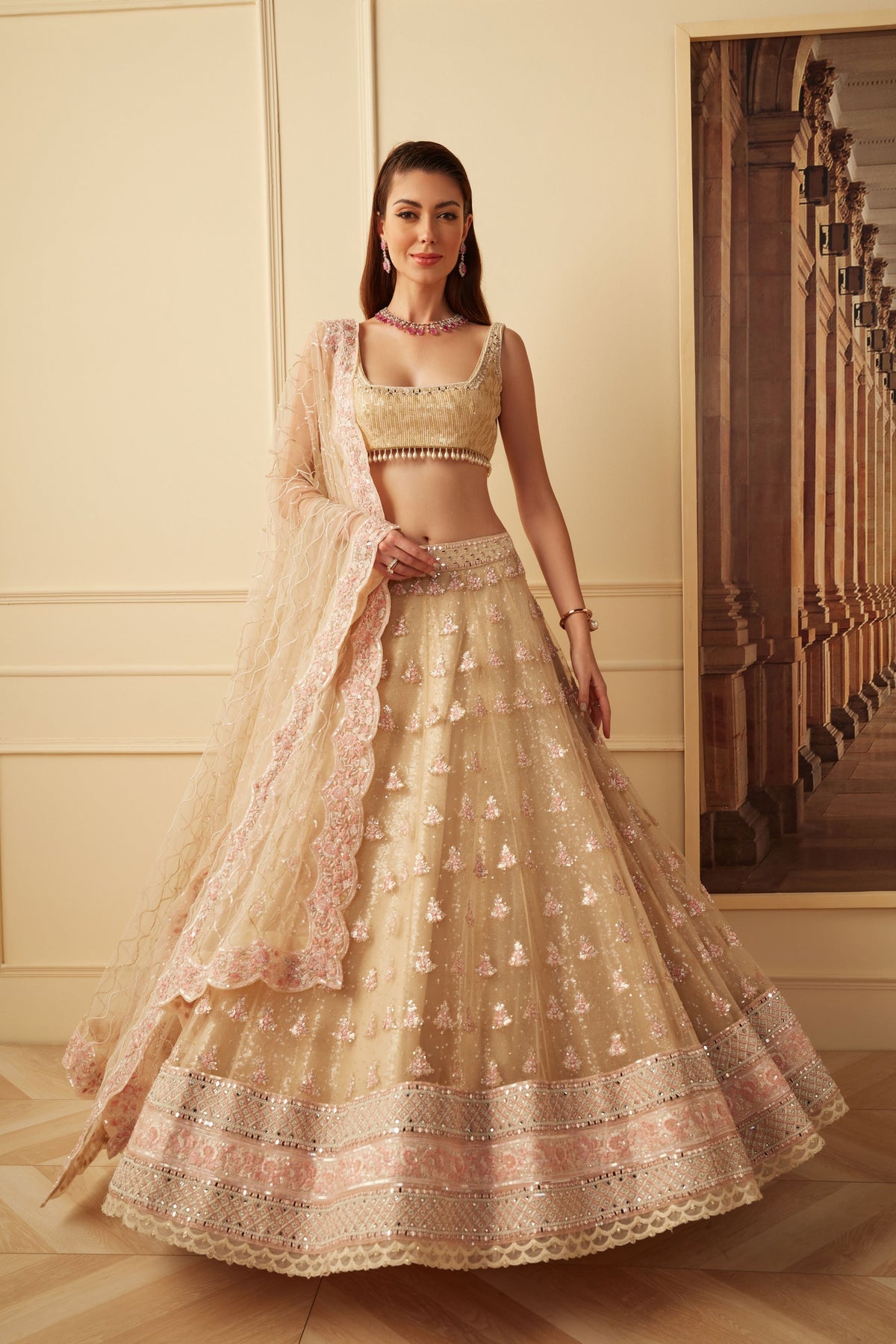 Gold Sequin Lehenga Set