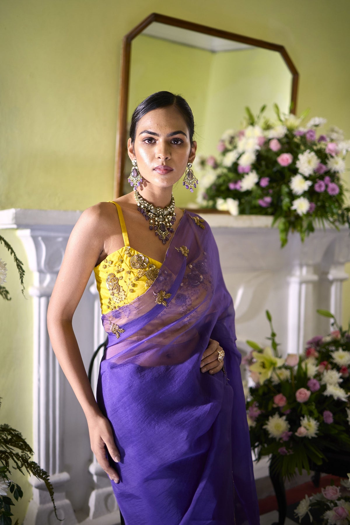 Rosein Purple Saree Set
