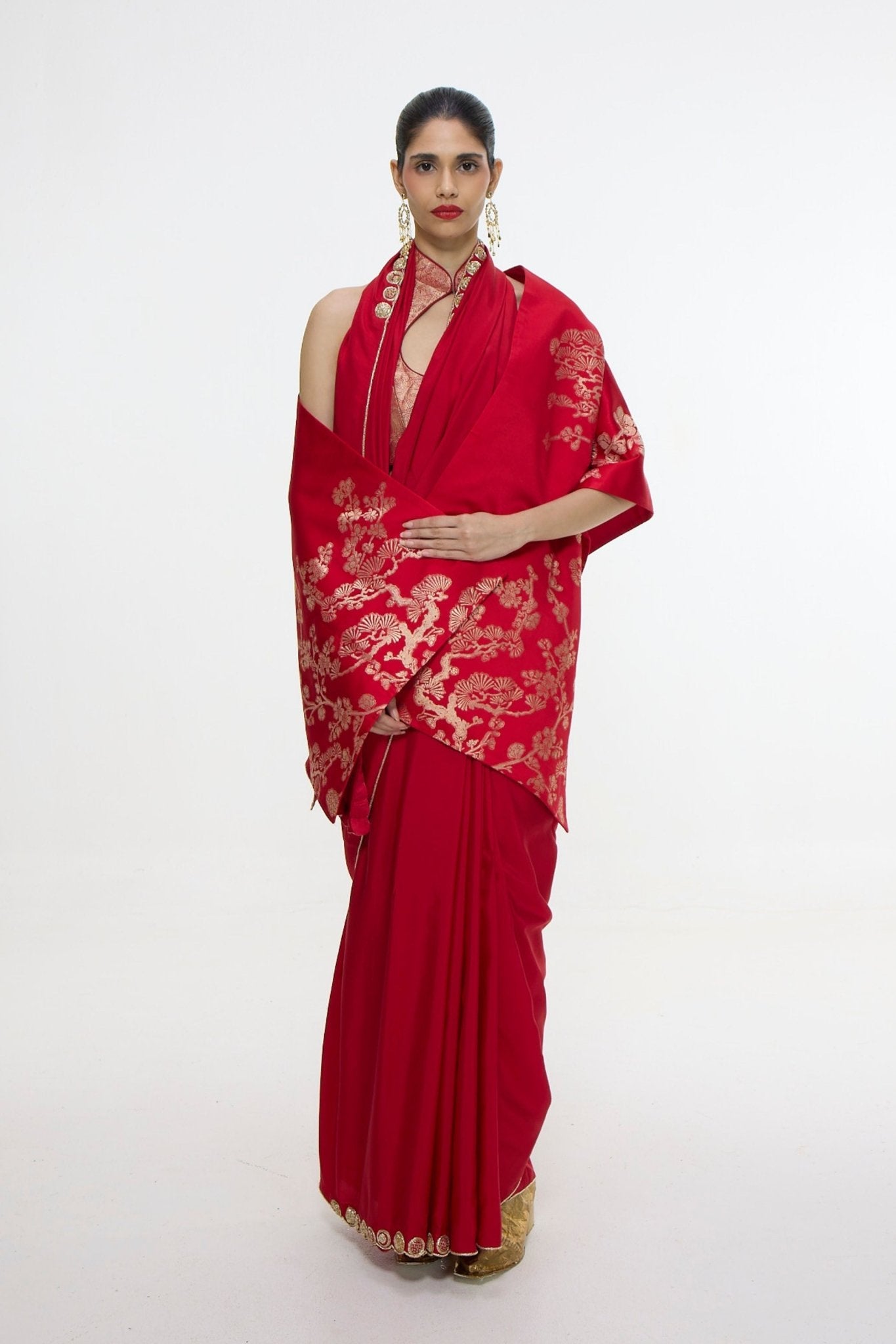 Handwoven Red Silk Shawl - Ekaya - Elahe