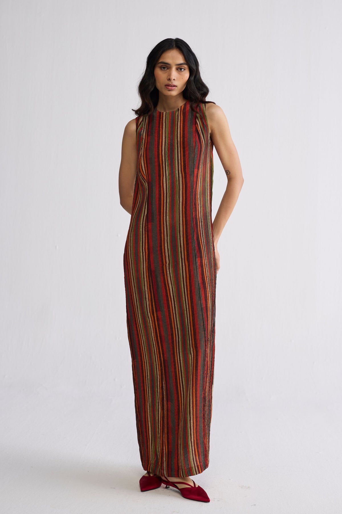 Jilian Crepe Pintucks Dress