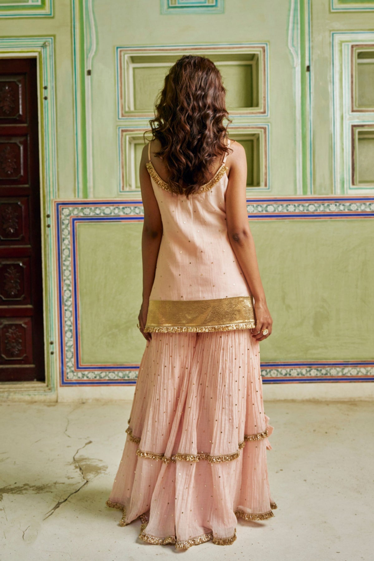 Vintage Blush Spaghetti Sharara Set