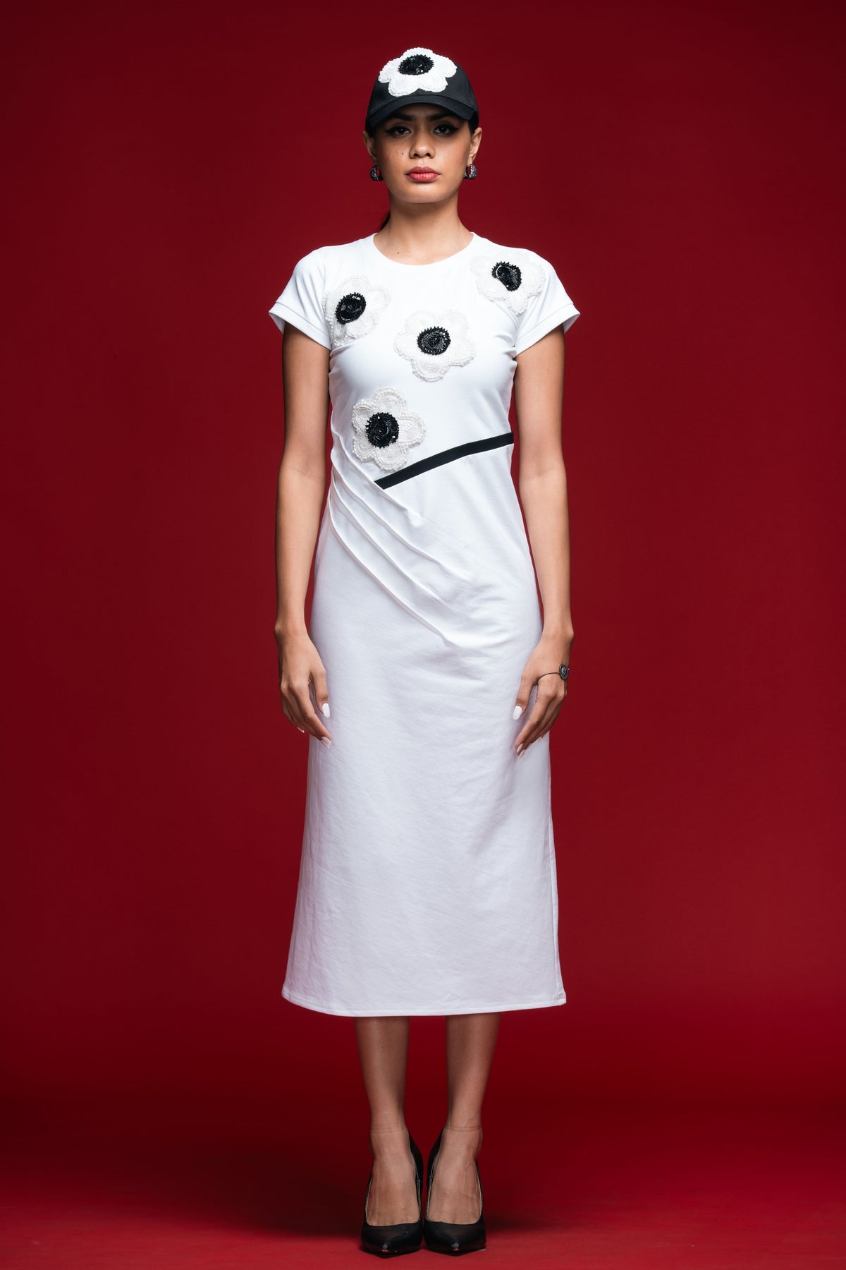 Contrast Bloom Column Dress