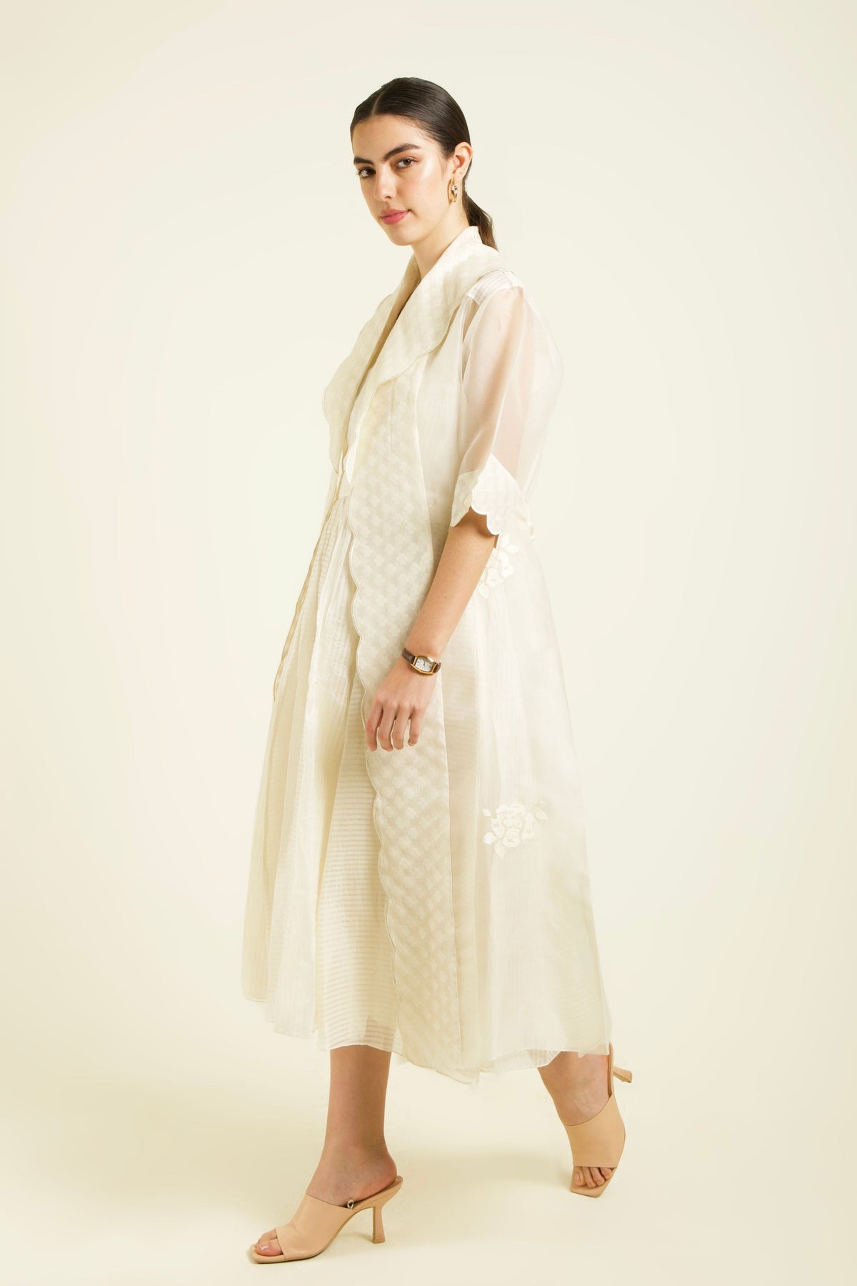 Ivory Stripe Organza Dress