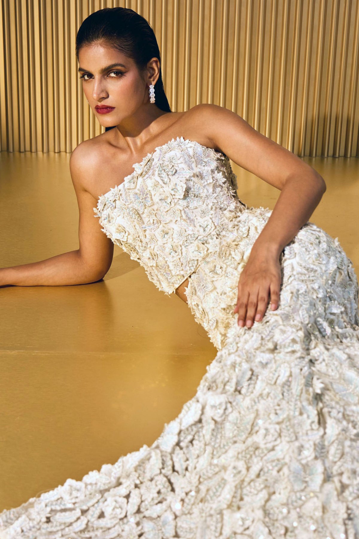 Rosette Fishtail Lehenga and Corset