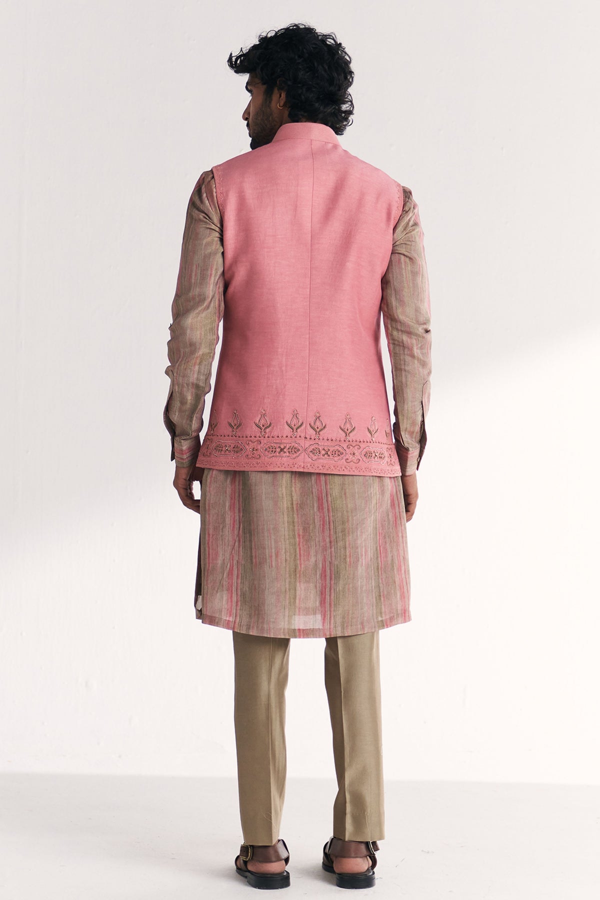 Dino Pink Nehru Jacket Set