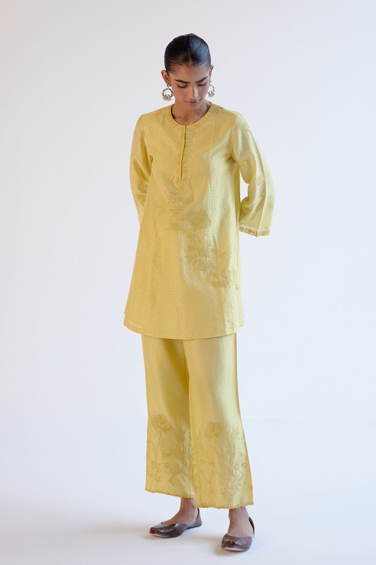 Lemon Yellow Short Kurta Set