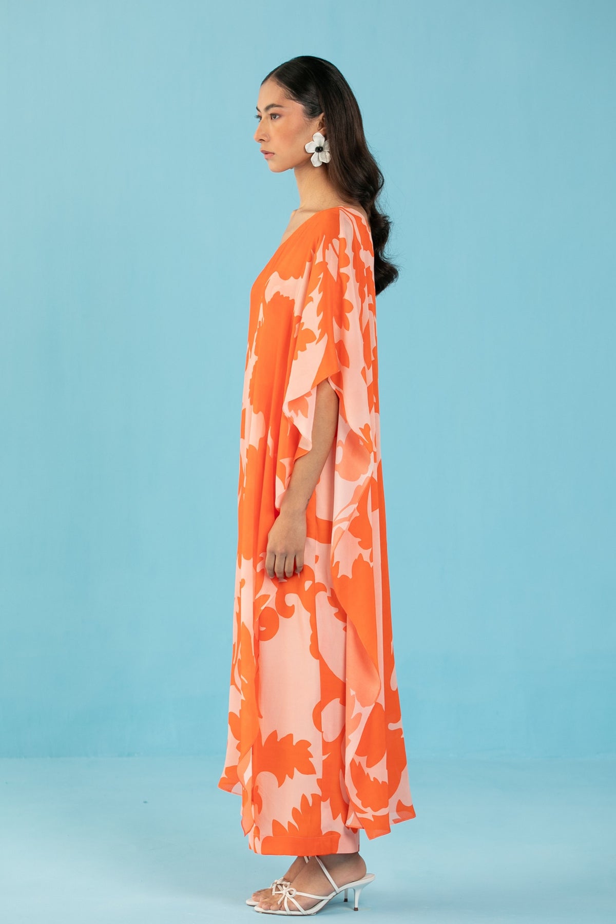 Neon Orange Draped Jumpsuit
