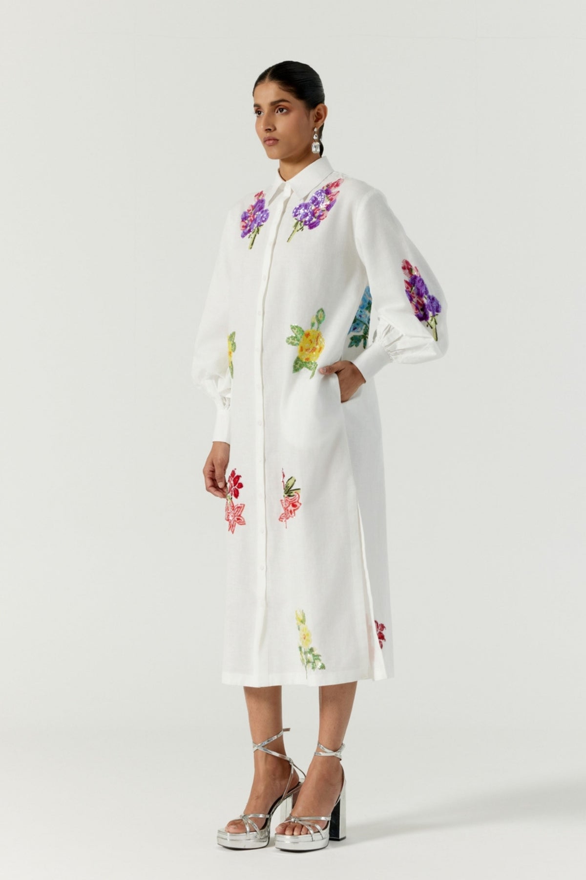 White Botanical Dress