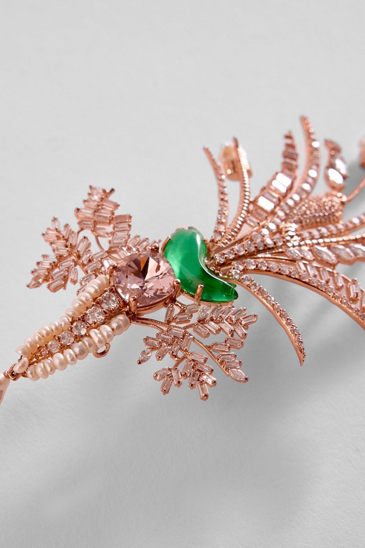 Le Sunset Palm Brooch in Jade Green