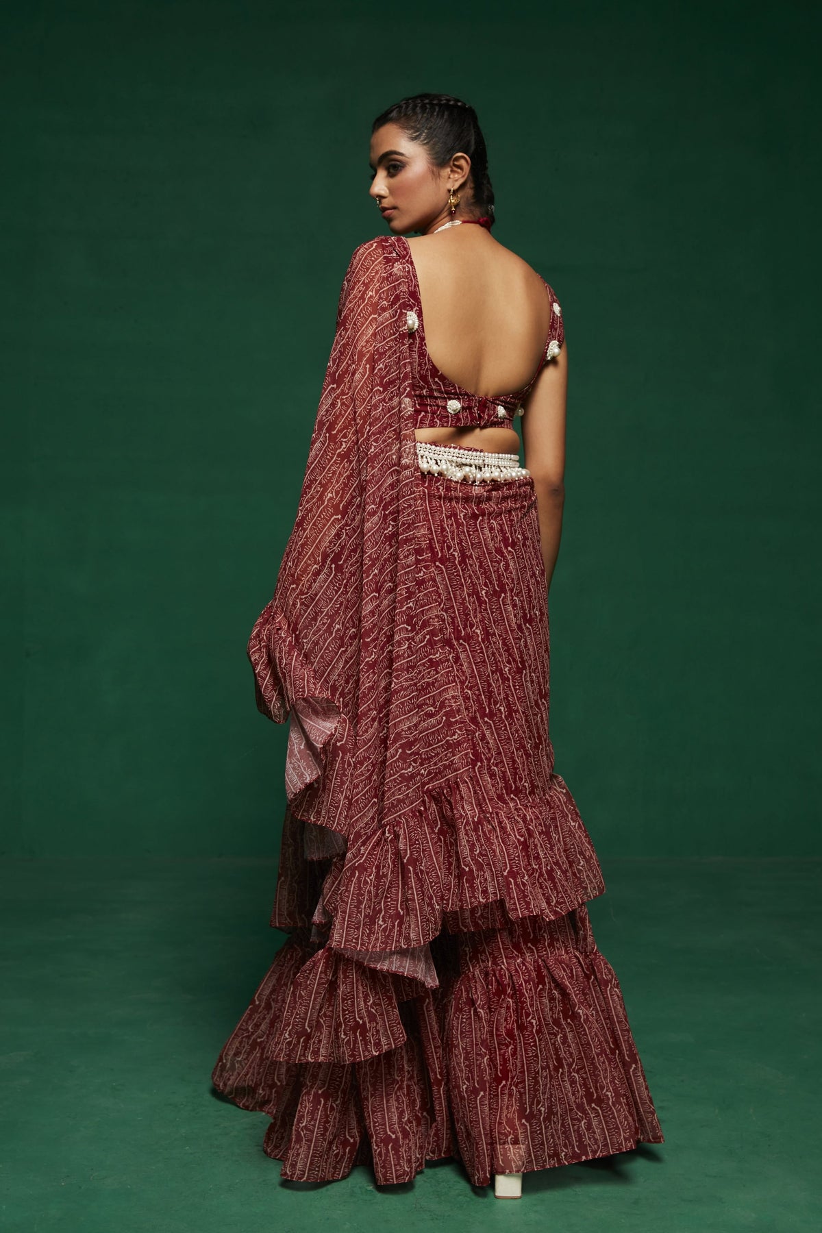 Ore Draped Ruffle Saree Set