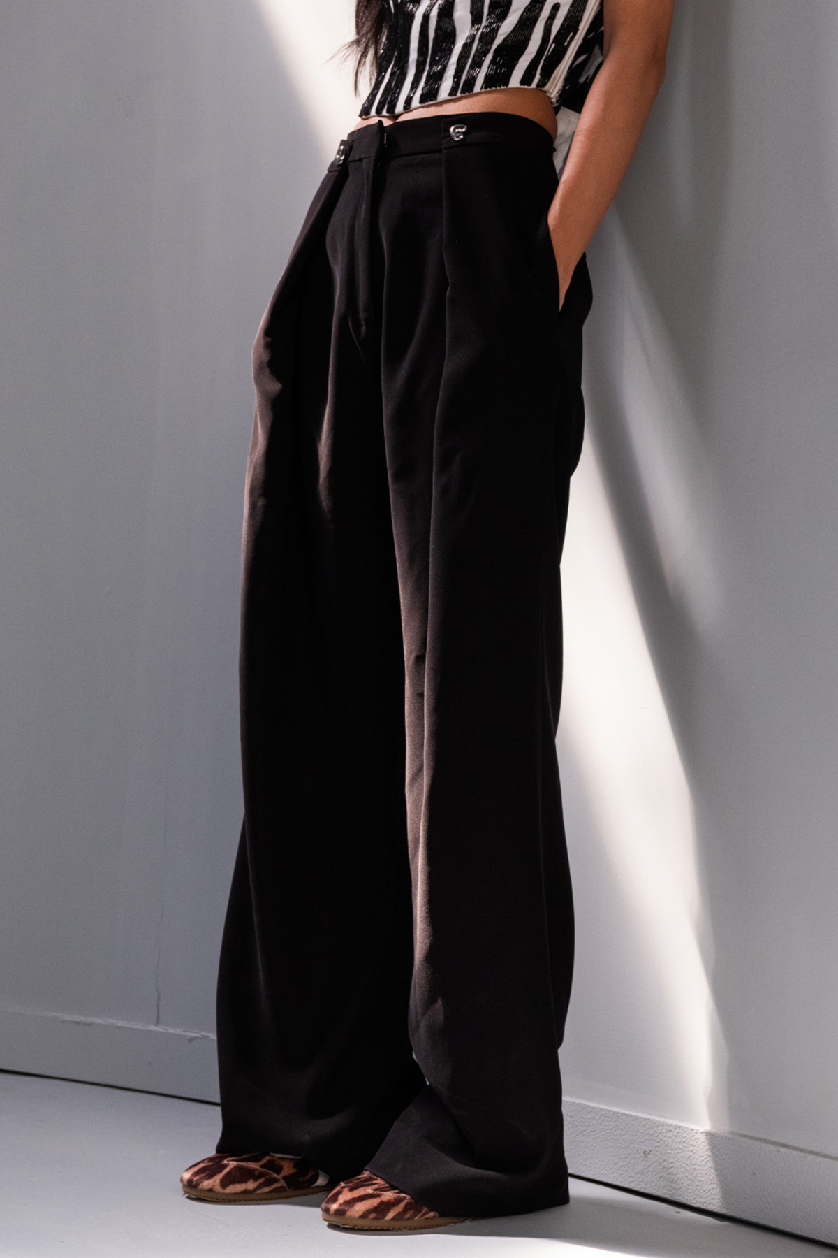 Bristol Black Foldover Pants